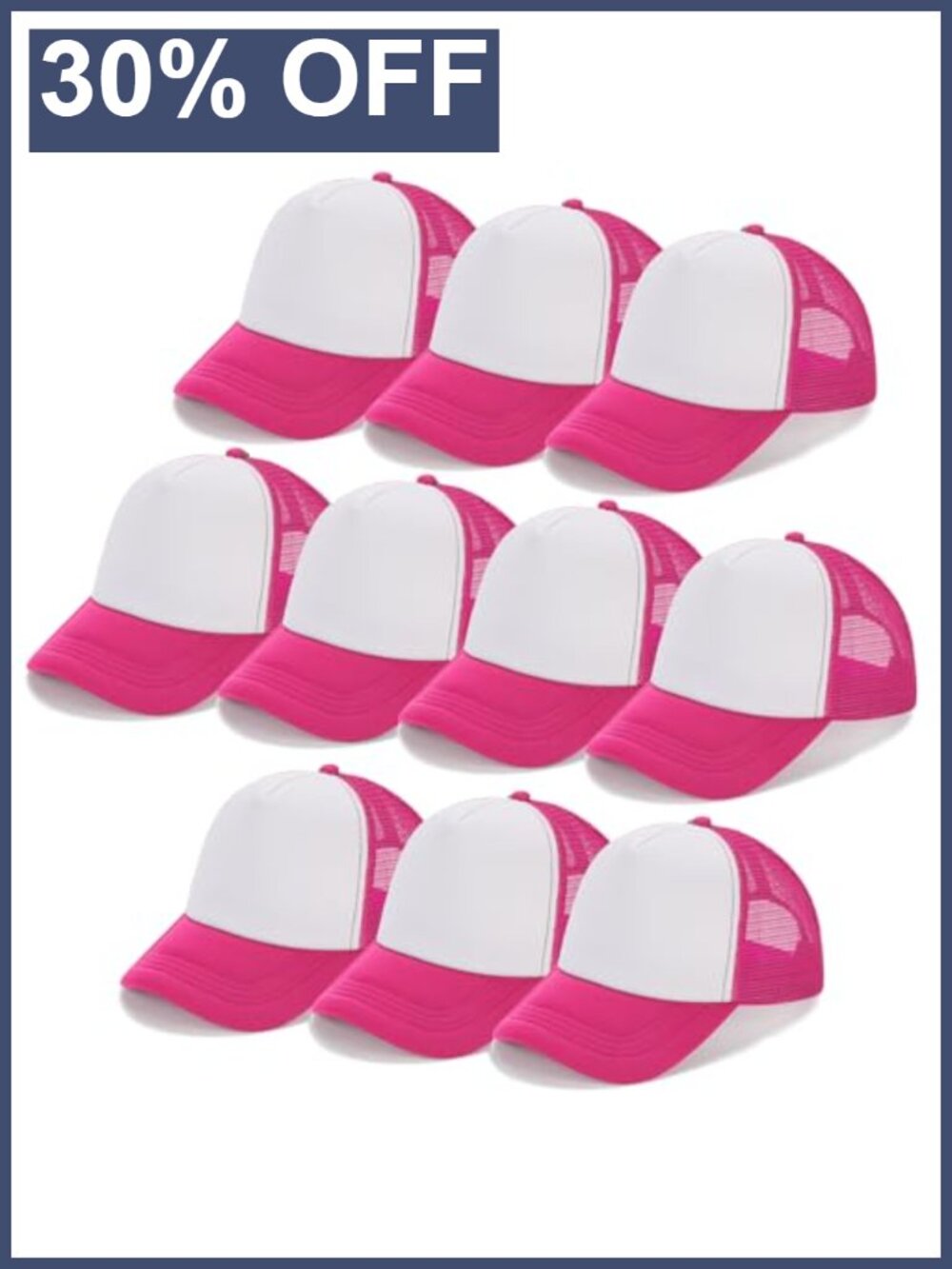 10 Pack Sublimation Blank Trucker Hats Mesh Adjustable Snapback DIY
